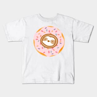 Cute Pink Donut Sloth Kids T-Shirt